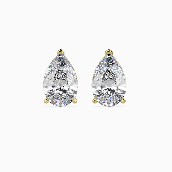Pear Prong Set Lab-Grown Diamond Gold Stud Earrings