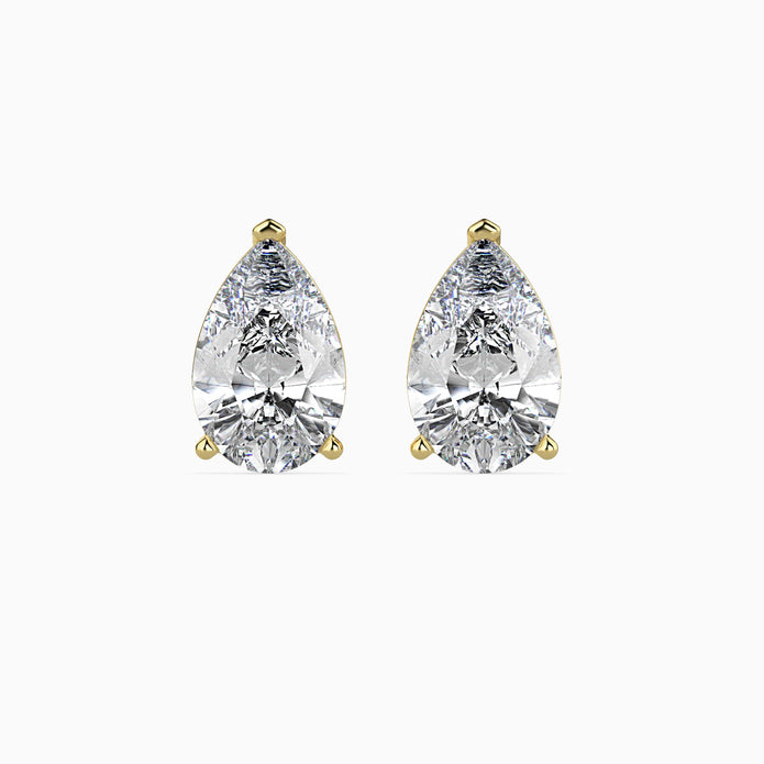 Pear Prong Set Lab-Grown Diamond Gold Stud Earrings