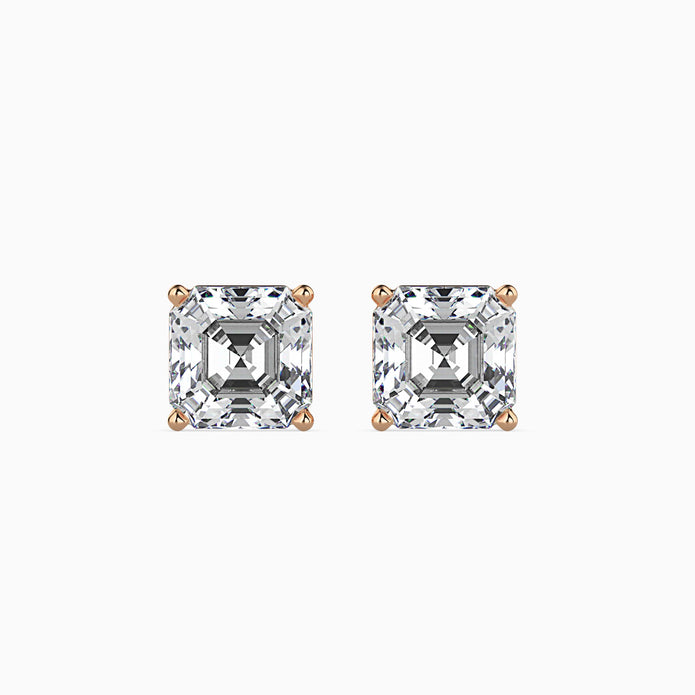 Asscher Prong Set Lab-Grown Diamond Gold Stud Earrings