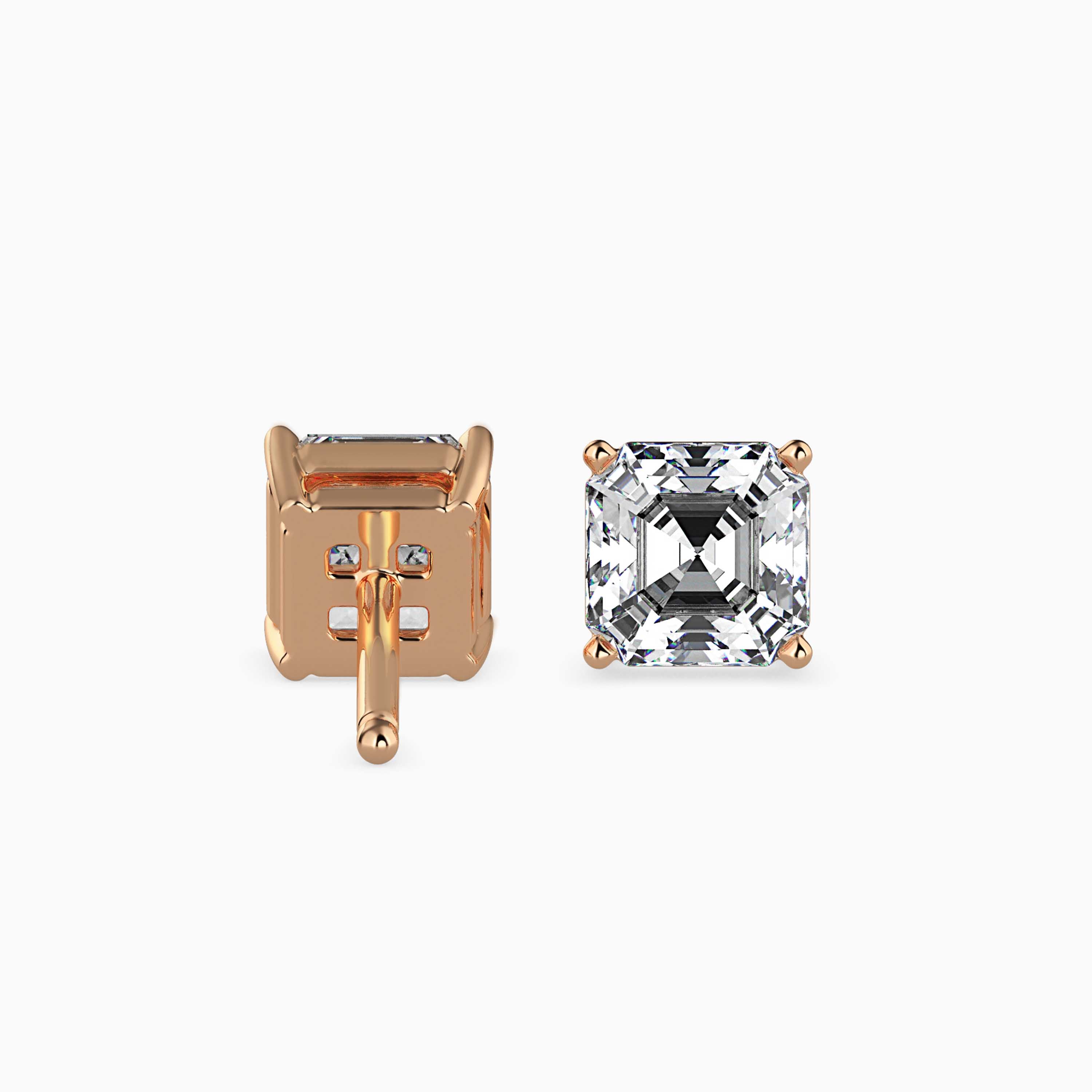 Asscher Prong Set Lab-Grown Diamond Gold Stud Earrings