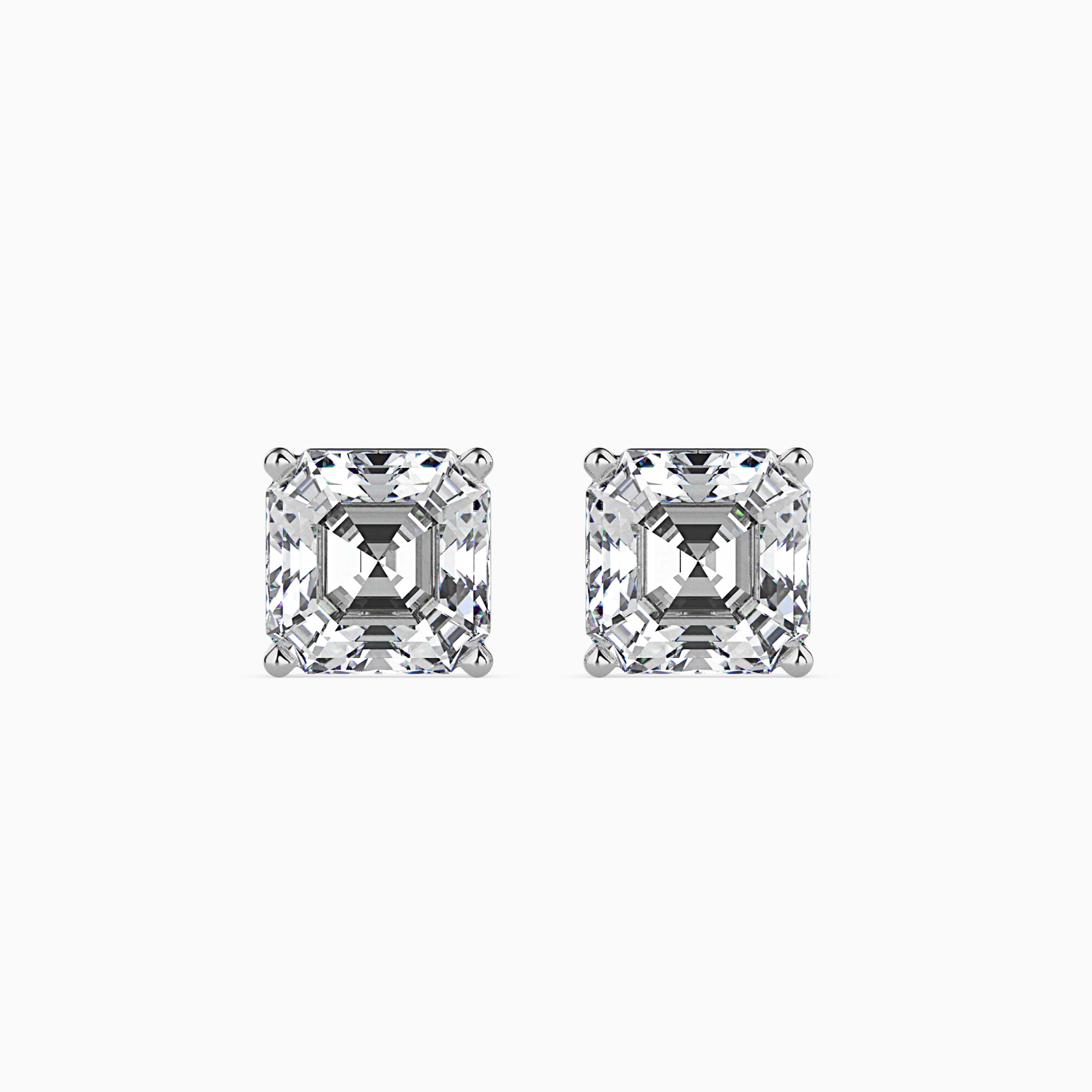 Asscher Prong Set Lab-Grown Diamond Gold Stud Earrings