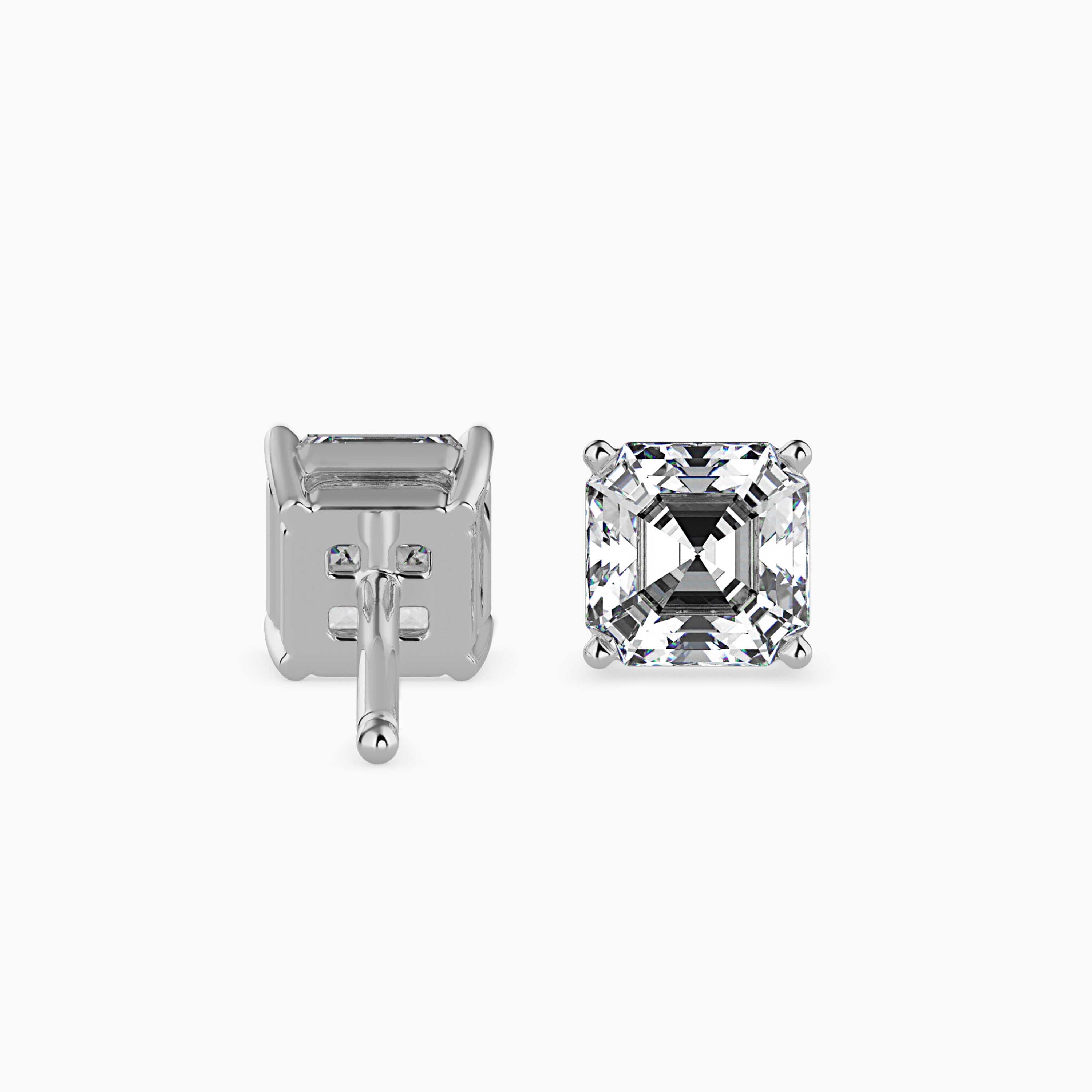 Asscher Prong Set Lab-Grown Diamond Gold Stud Earrings