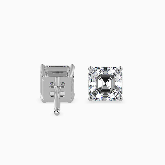 Asscher Prong Set Lab-Grown Diamond Gold Stud Earrings