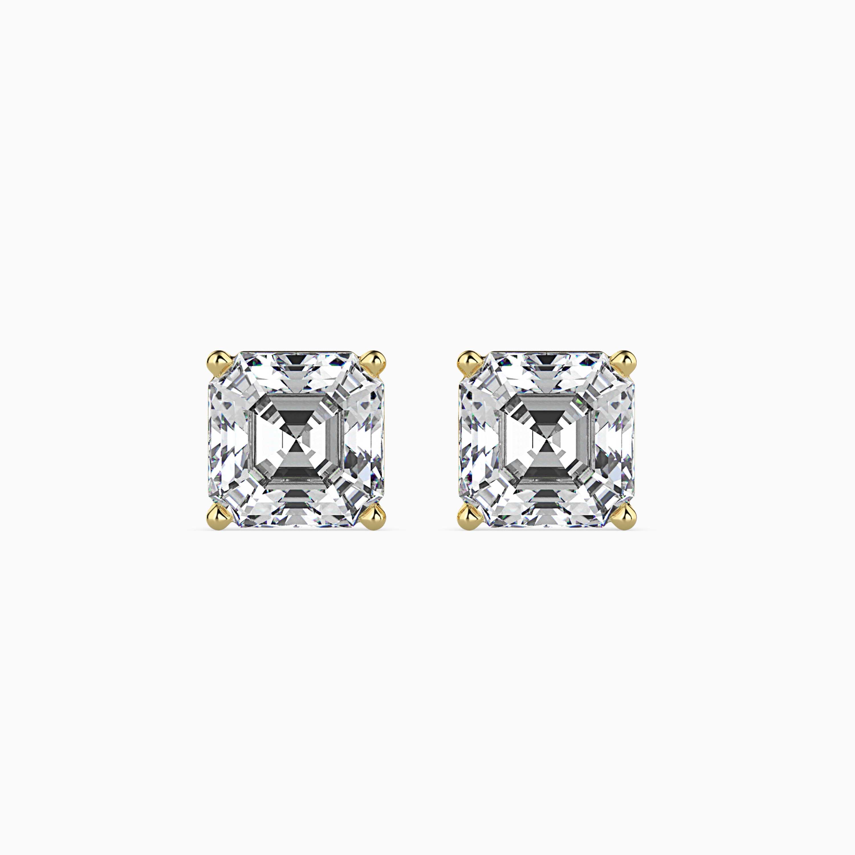 Asscher Prong Set Lab-Grown Diamond Gold Stud Earrings