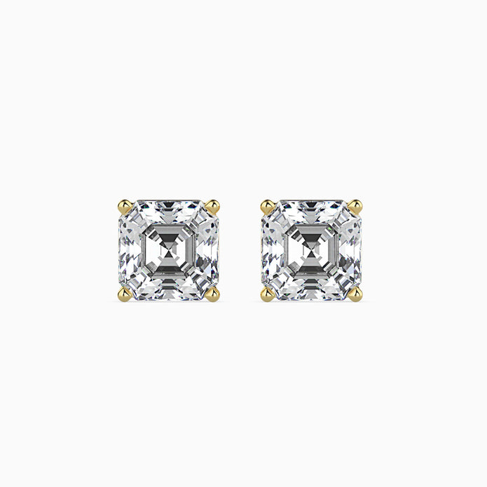 Asscher Prong Set Lab-Grown Diamond Gold Stud Earrings