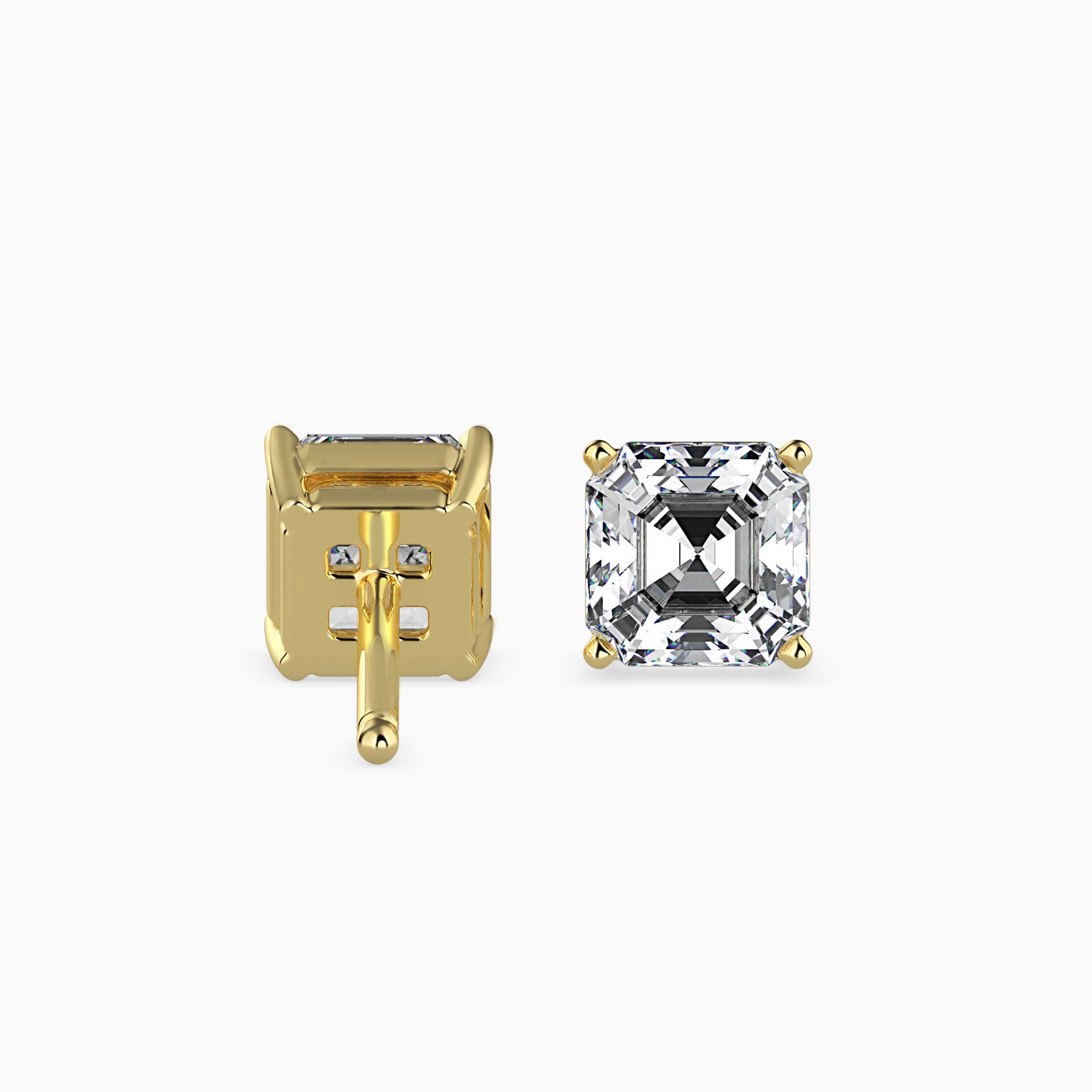 Asscher Prong Set Lab-Grown Diamond Gold Stud Earrings