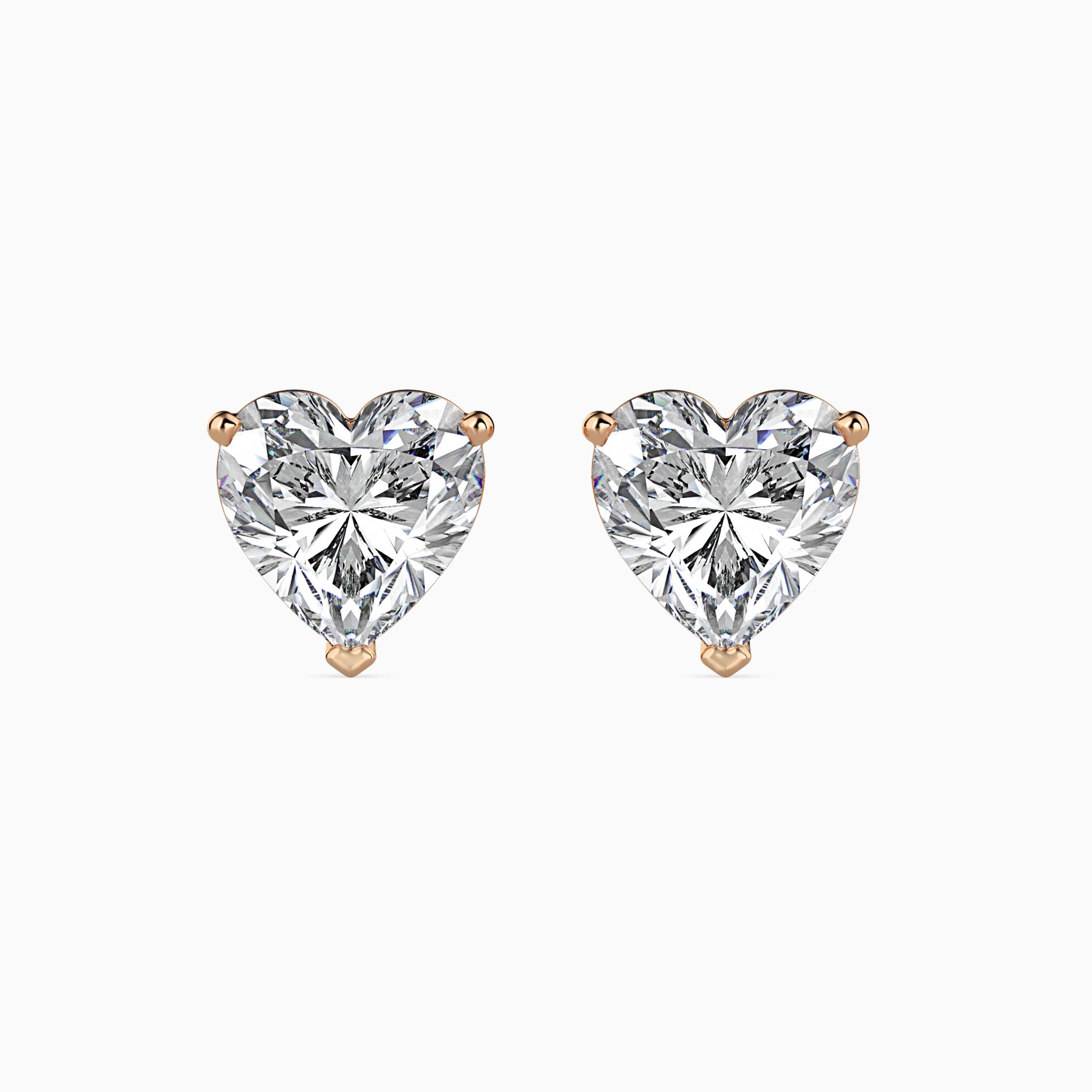 Heart Prong Set Lab-Grown Diamond Gold Stud Earrings