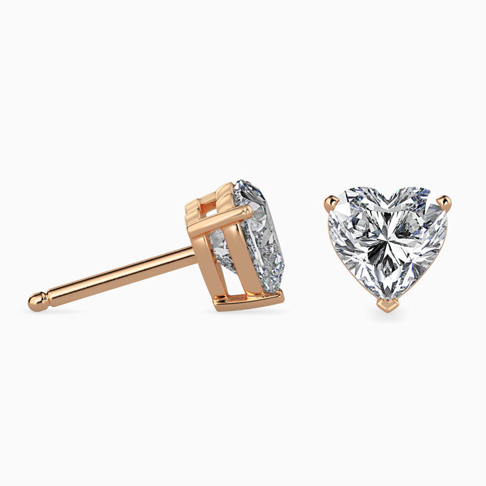 Heart Prong Set Lab-Grown Diamond Gold Stud Earrings