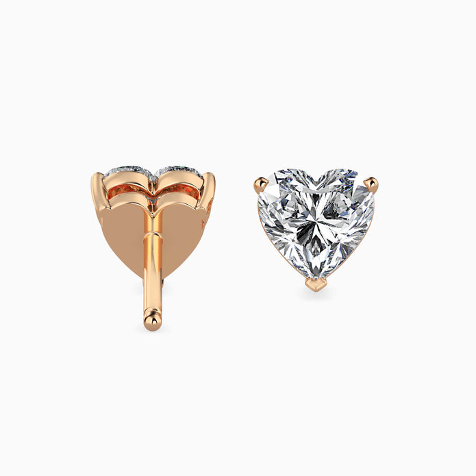 Heart Prong Set Lab-Grown Diamond Gold Stud Earrings