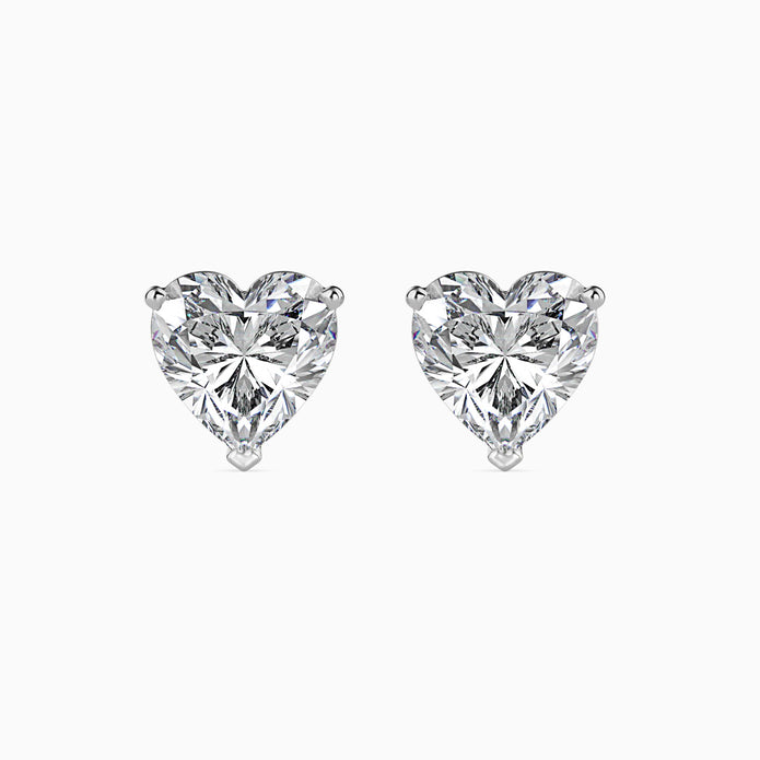 Heart Prong Set Lab-Grown Diamond Gold Stud Earrings