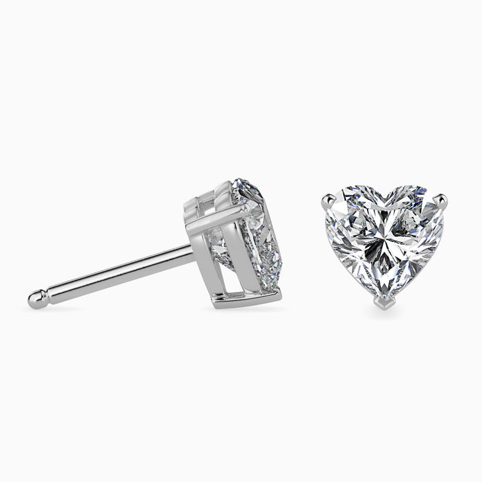 Heart Prong Set Lab-Grown Diamond Gold Stud Earrings
