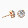 Round Halo Lab-Grown Diamond Gold Stud Earrings