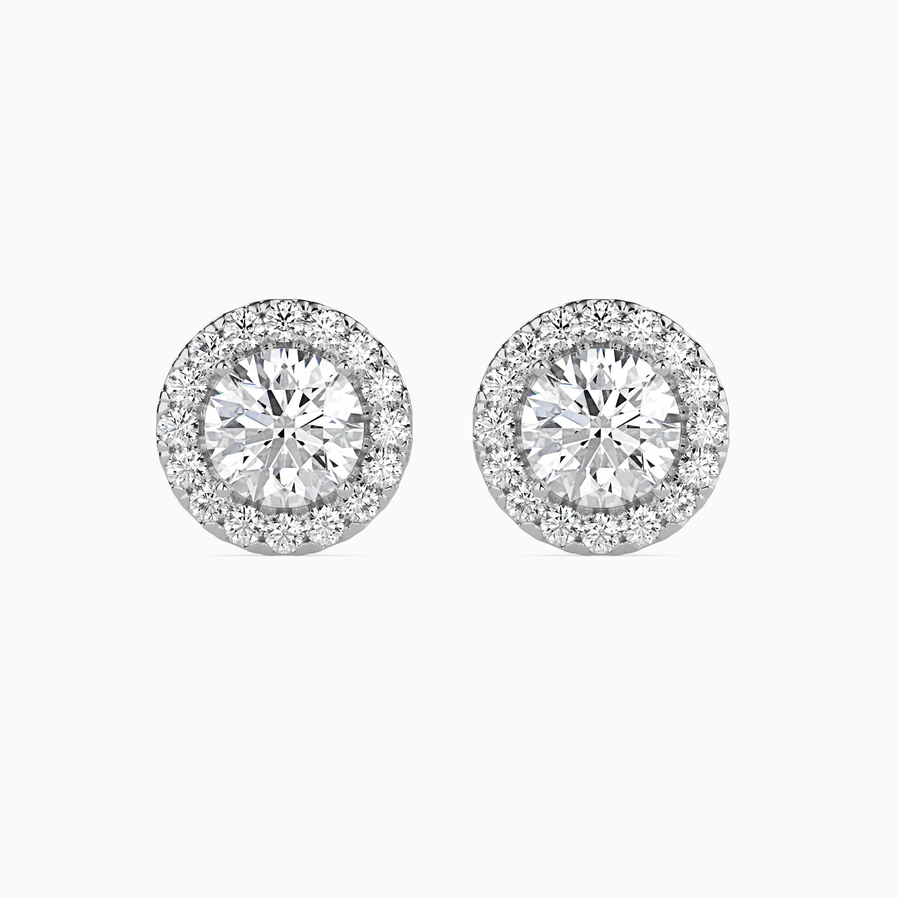 Round Halo Lab-Grown Diamond Gold Stud Earrings