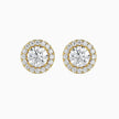 Round Halo Lab-Grown Diamond Gold Stud Earrings
