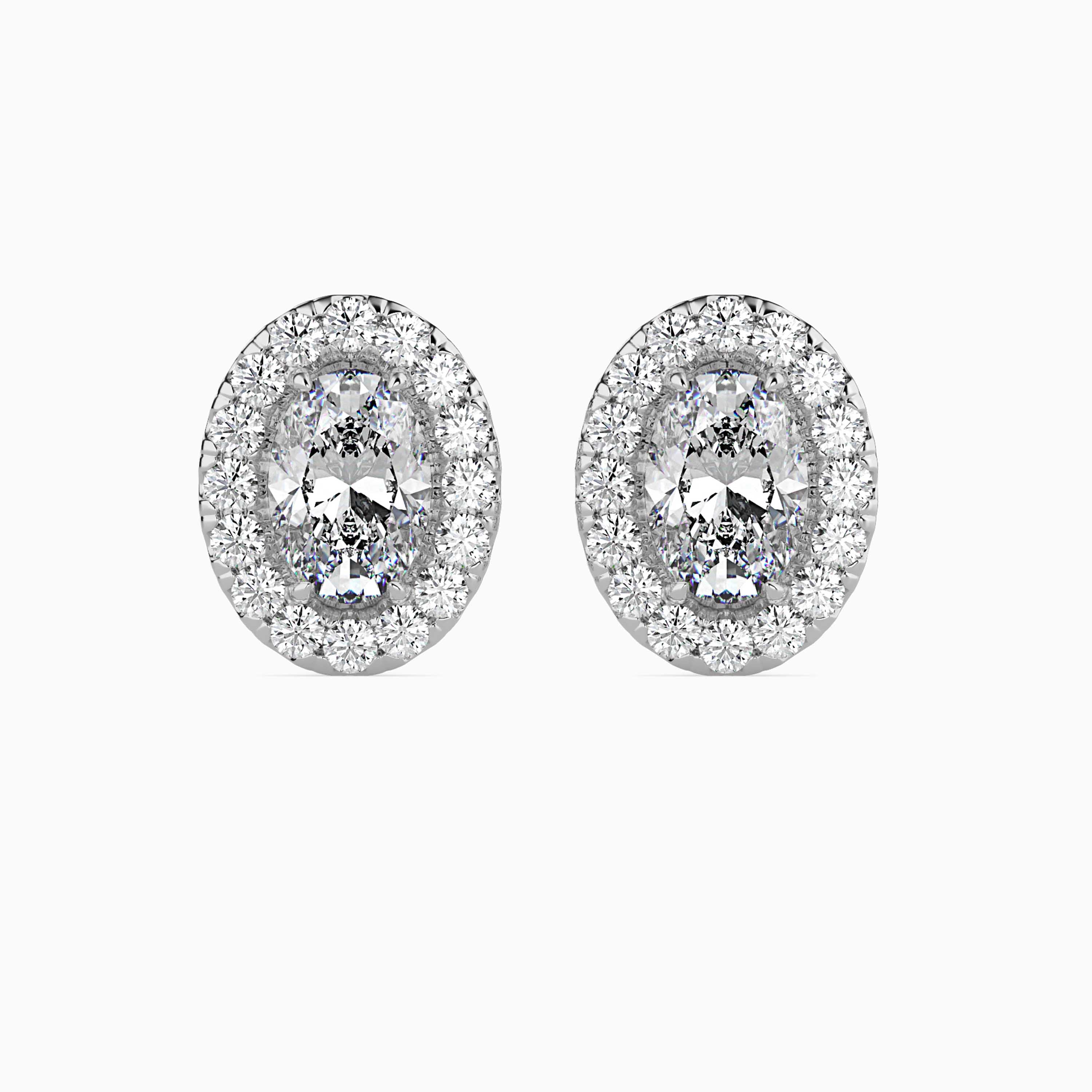 Oval Halo Lab-Grown Diamond Gold Stud Earrings