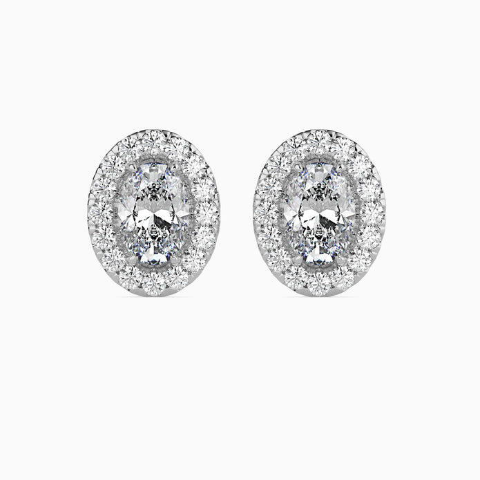 Oval Halo Lab-Grown Diamond Gold Stud Earrings