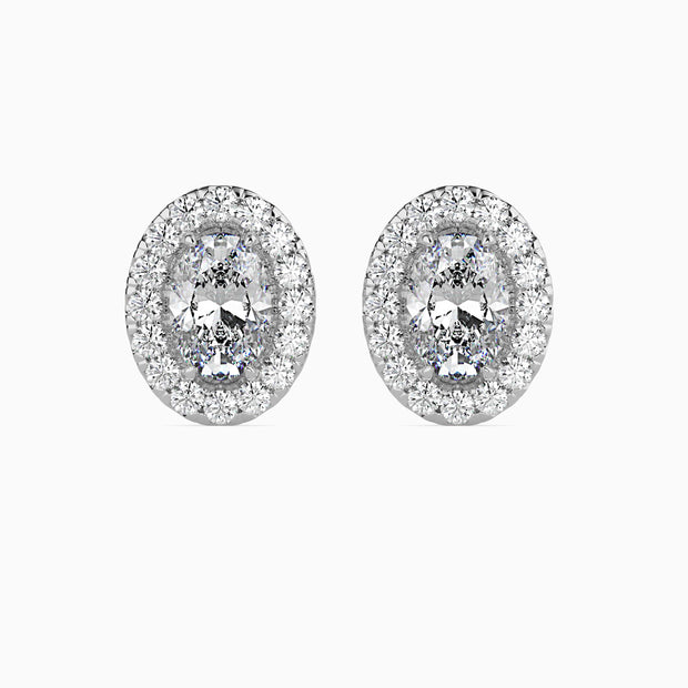 Oval Halo Lab-Grown Diamond Gold Stud Earrings