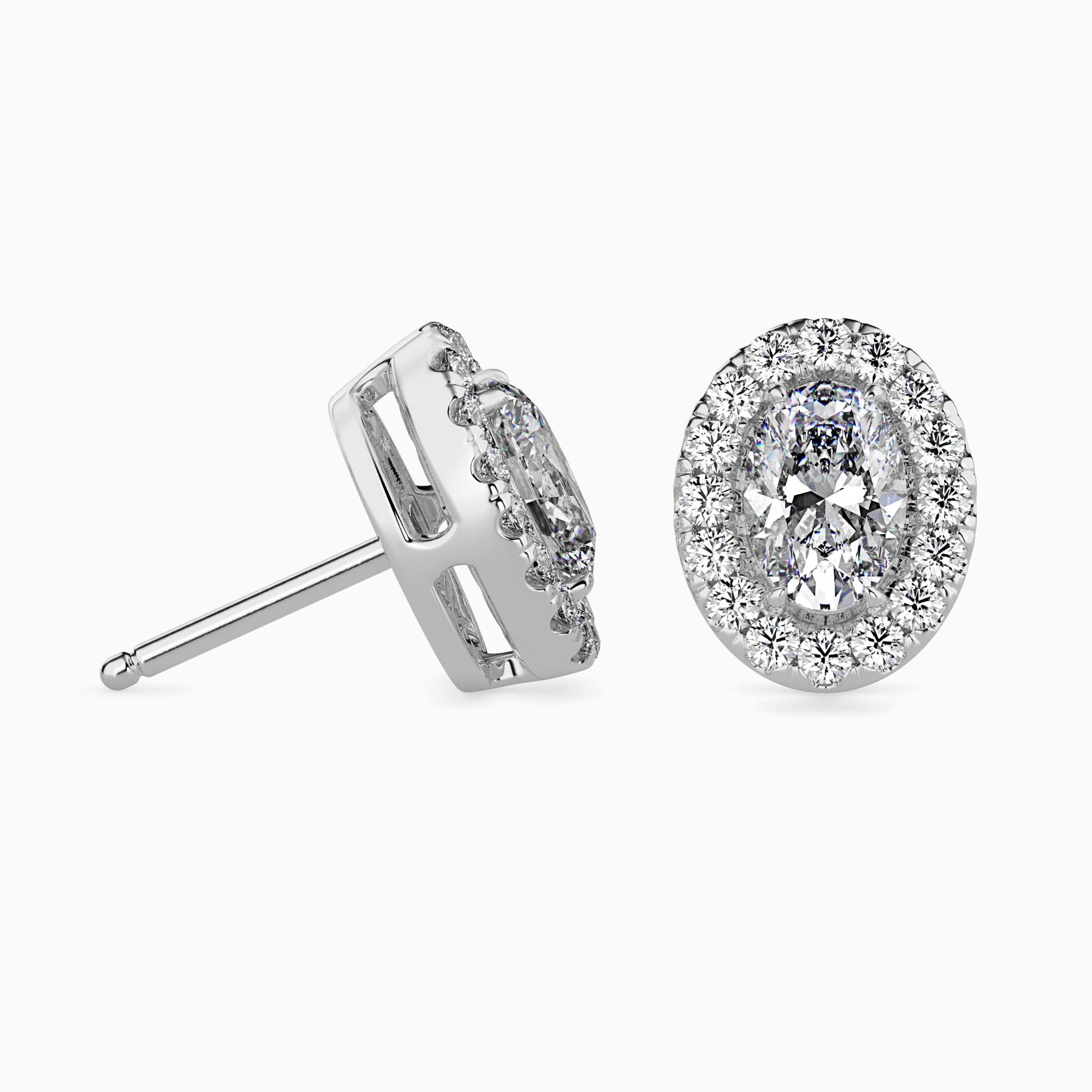 Oval Halo Lab-Grown Diamond Gold Stud Earrings