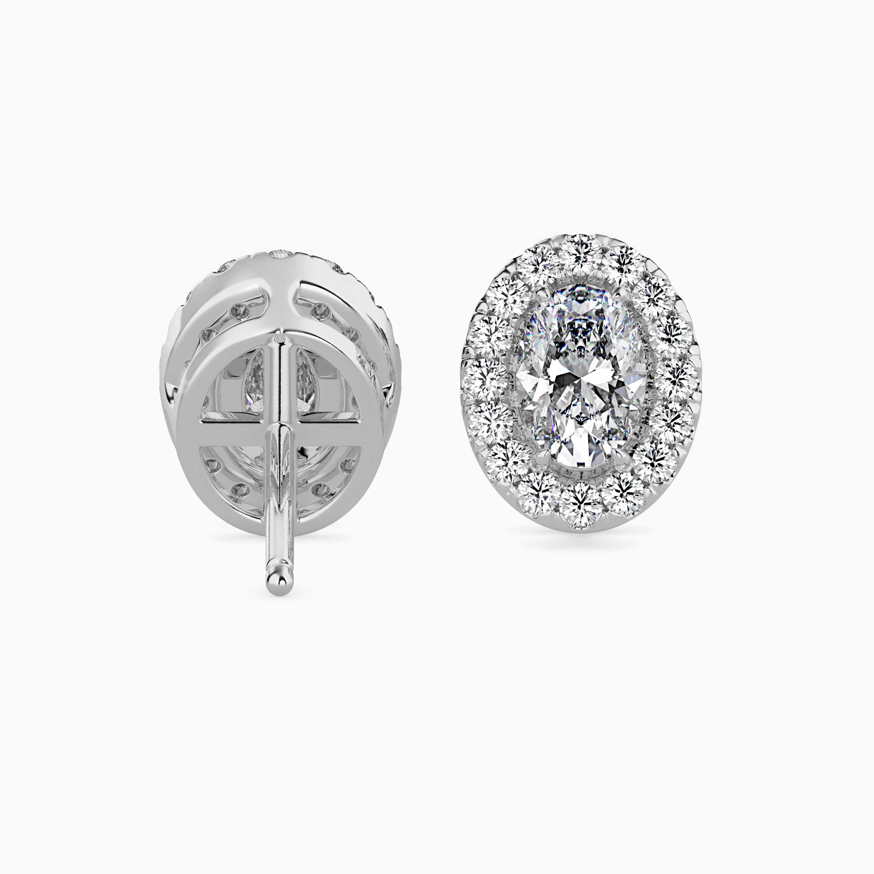 Oval Halo Lab-Grown Diamond Gold Stud Earrings