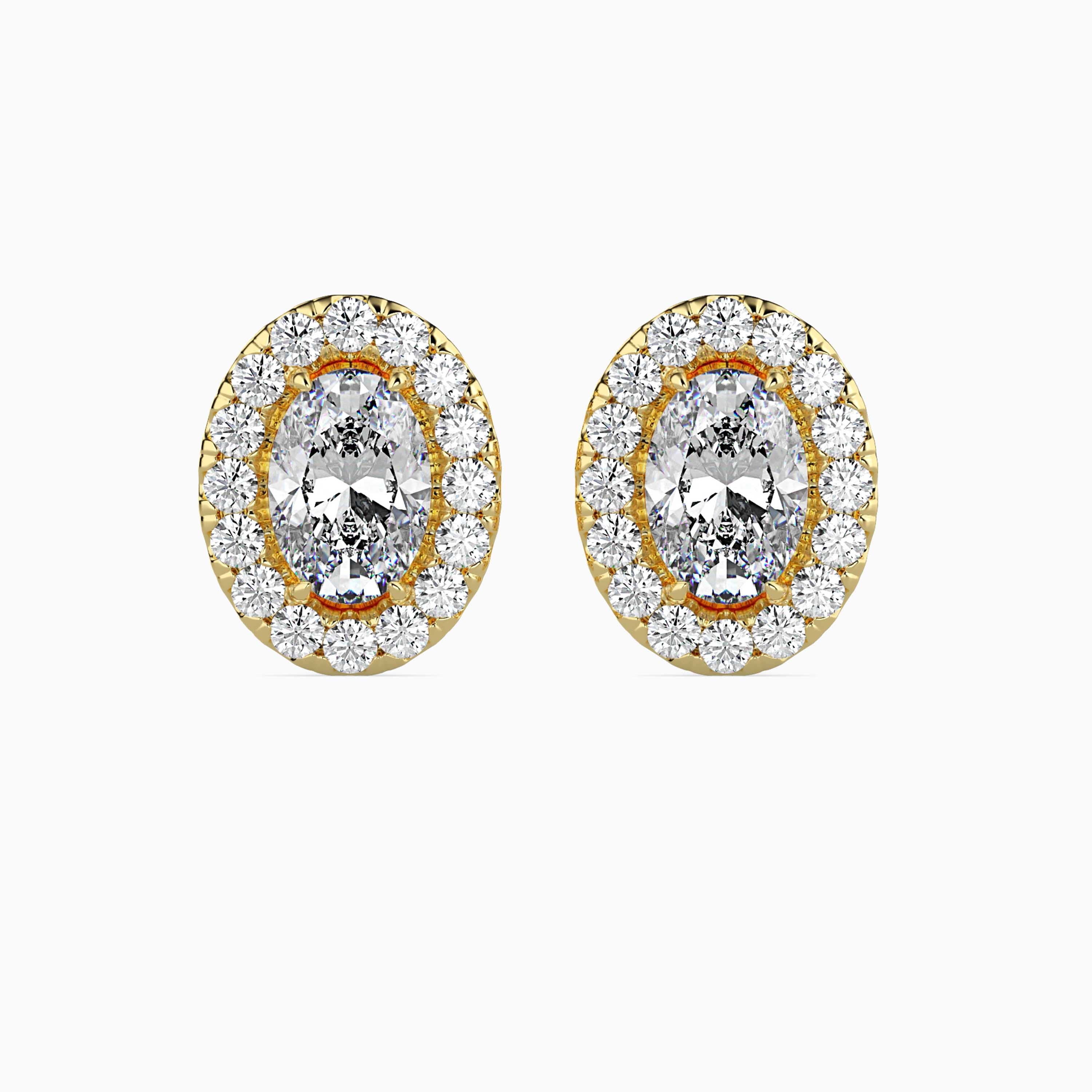 Oval Halo Lab-Grown Diamond Gold Stud Earrings