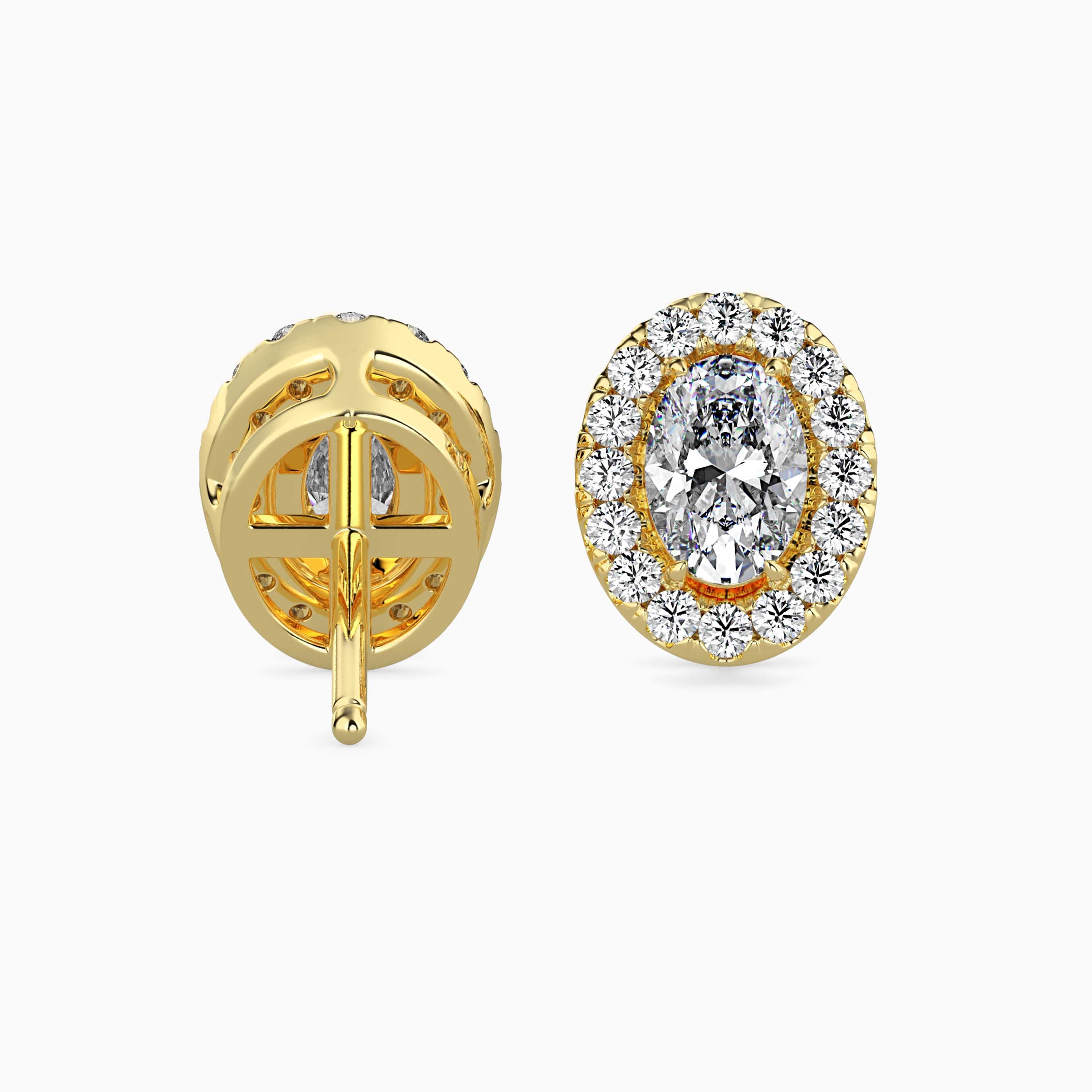 Oval Halo Lab-Grown Diamond Gold Stud Earrings