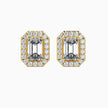 Emerald Halo Lab-Grown Diamond Gold Stud Earrings