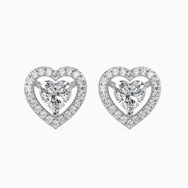 Heart Halo Lab-Grown Diamond Gold Stud Earrings