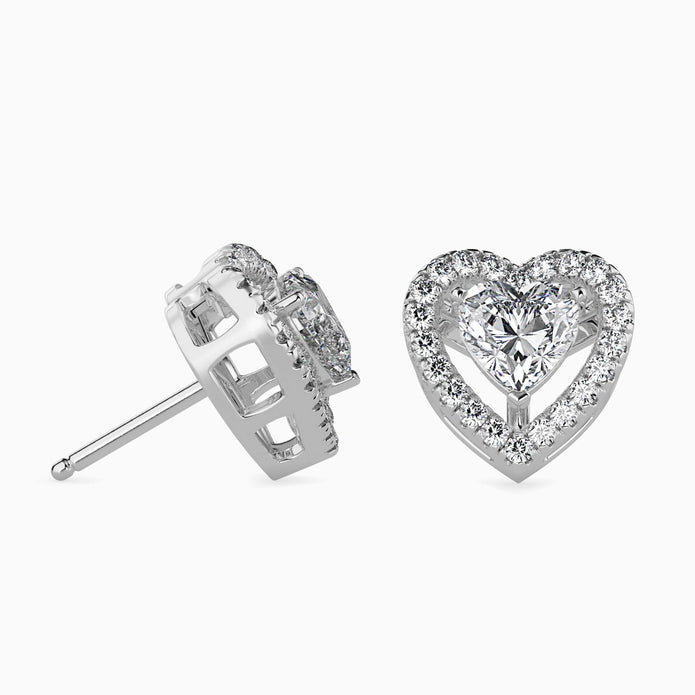 Heart Halo Lab-Grown Diamond Gold Stud Earrings