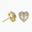 Heart Halo Lab-Grown Diamond Gold Stud Earrings