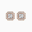Asscher Halo Lab-Grown Diamond Gold Stud Earrings