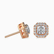 Asscher Halo Lab-Grown Diamond Gold Stud Earrings