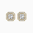 Asscher Halo Lab-Grown Diamond Gold Stud Earrings