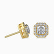 Asscher Halo Lab-Grown Diamond Gold Stud Earrings