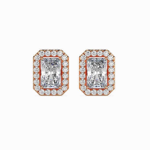 Radiant Halo Lab-Grown Diamond Gold Stud Earrings