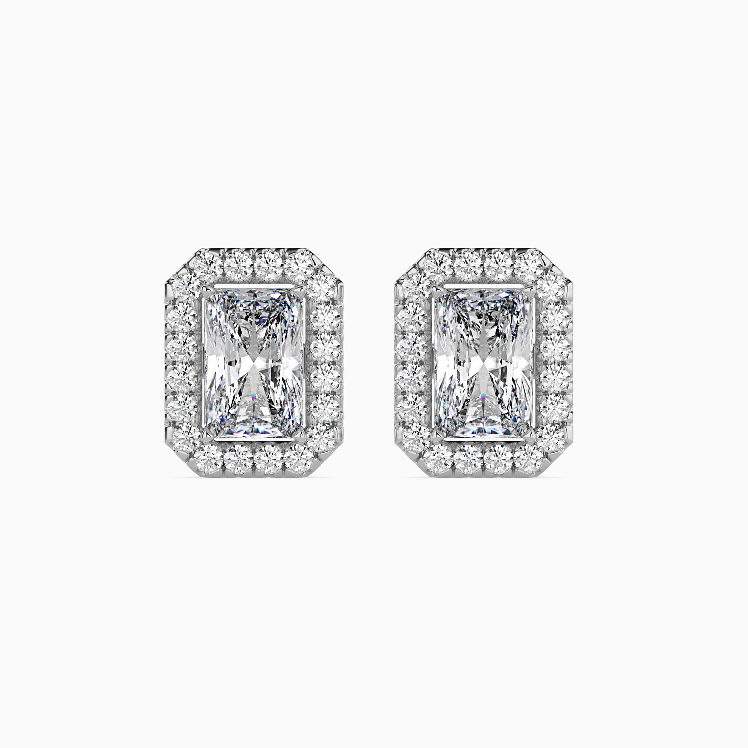 Radiant Halo Lab-Grown Diamond Gold Stud Earrings