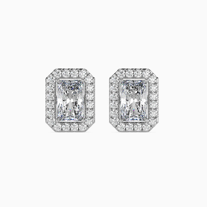Radiant Halo Lab-Grown Diamond Gold Stud Earrings