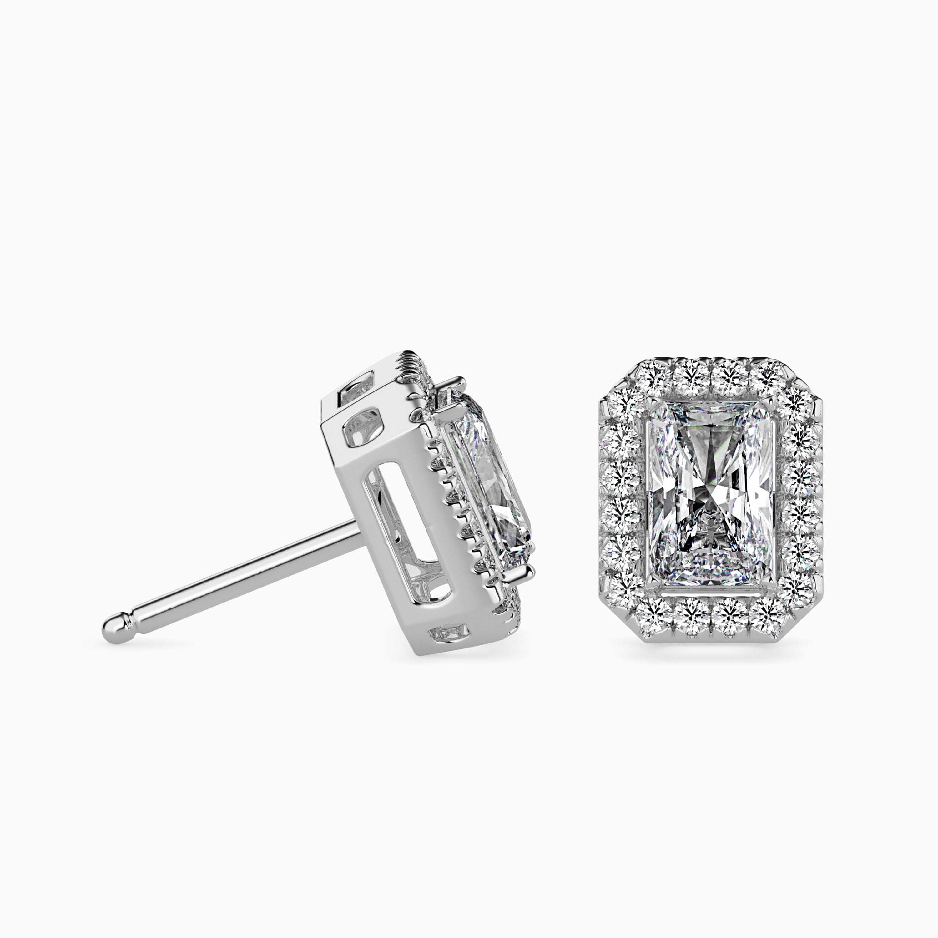 Radiant Halo Lab-Grown Diamond Gold Stud Earrings