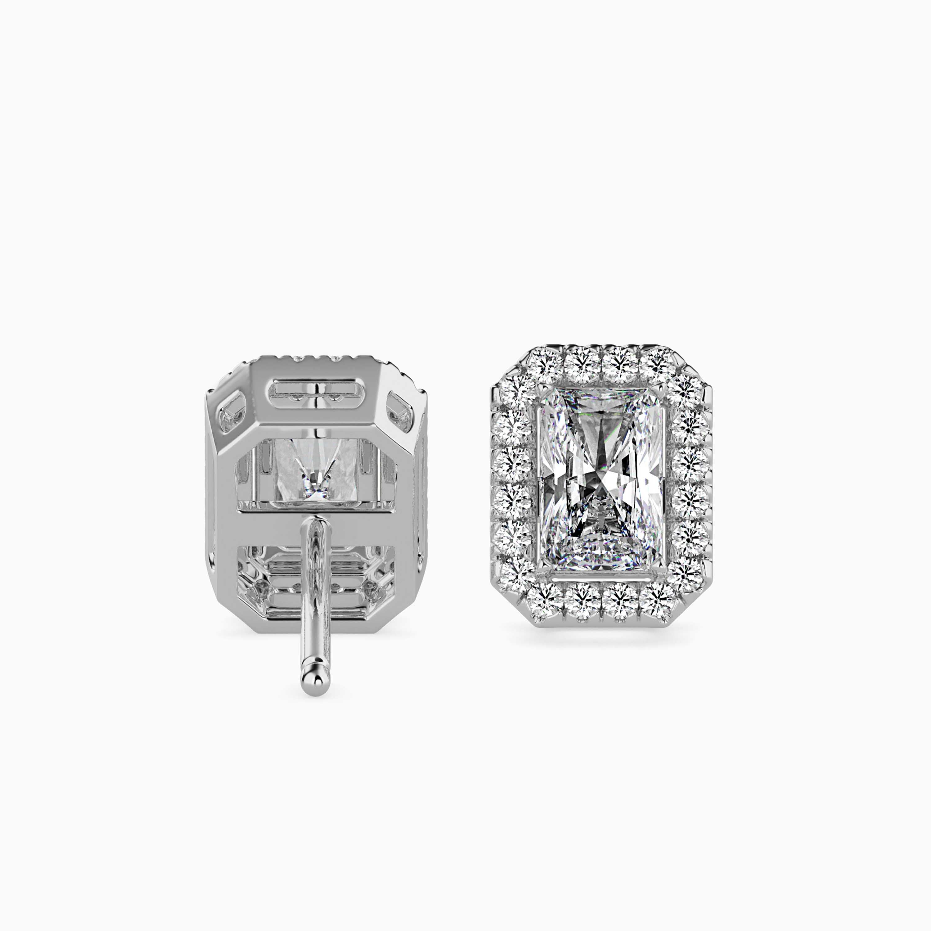 Radiant Halo Lab-Grown Diamond Gold Stud Earrings