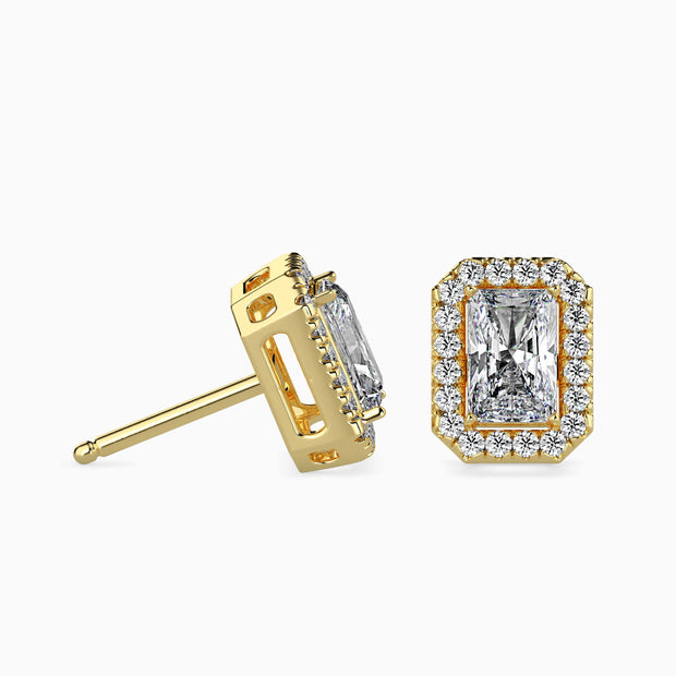 Radiant Halo Lab-Grown Diamond Gold Stud Earrings