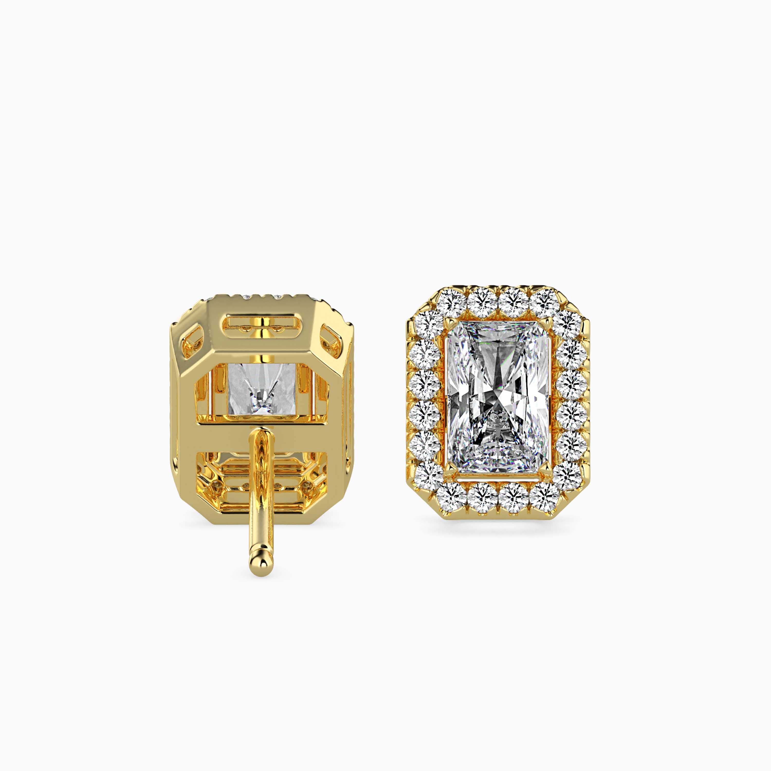 Radiant Halo Lab-Grown Diamond Gold Stud Earrings