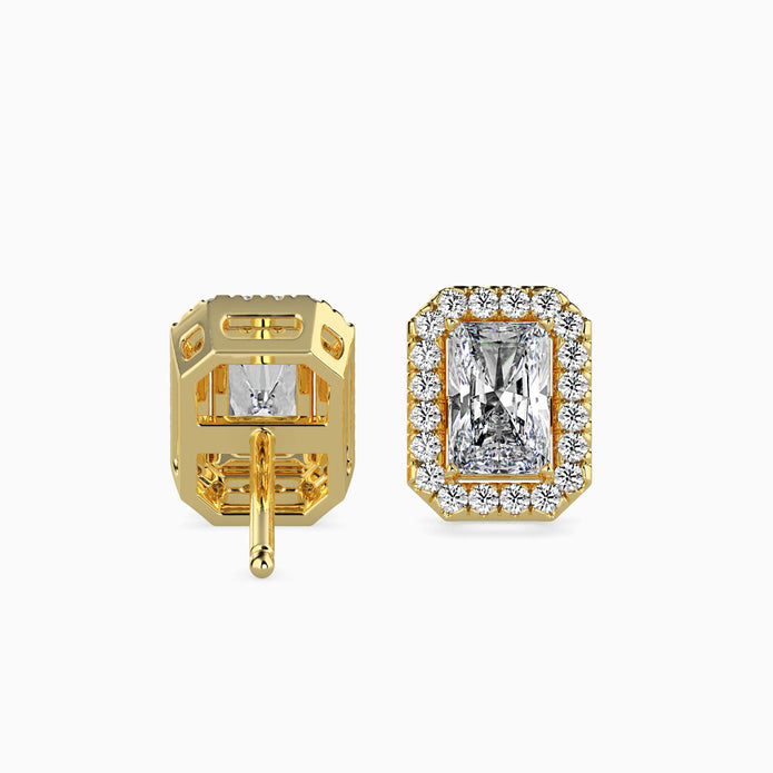 Radiant Halo Lab-Grown Diamond Gold Stud Earrings