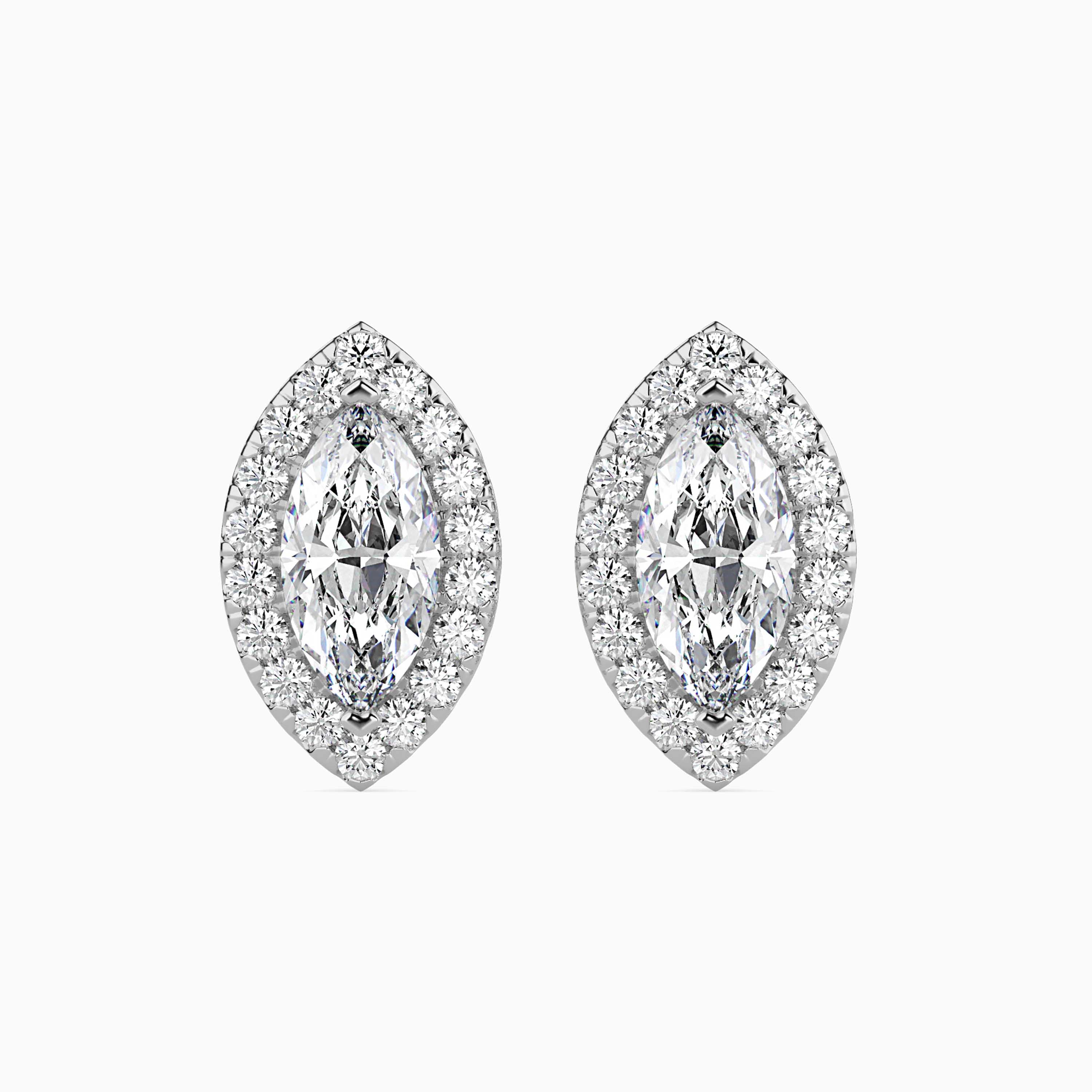 Marquise Halo Lab-Grown Diamond Gold Stud Earrings