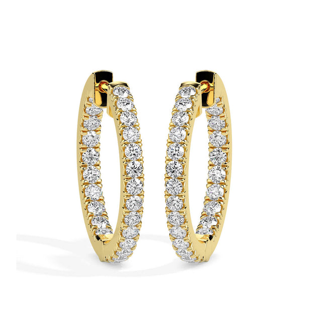 0.49Ct Round Prong Set Lab-Grown Diamond Gold Hoop Earrings