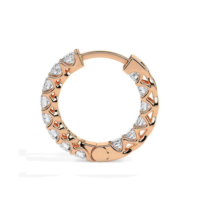 0.97Ct Round Prong Set Lab-Grown Diamond Gold Hoop Earrings
