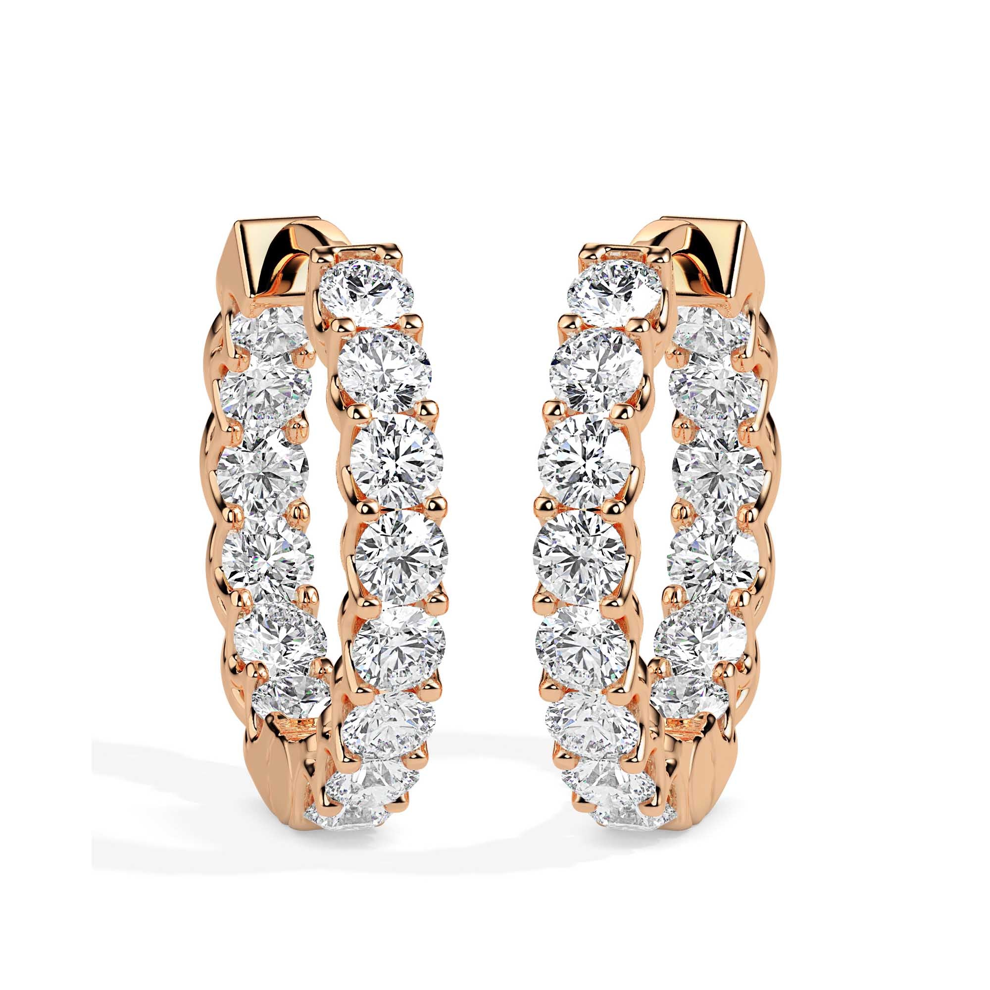 0.97Ct Round Prong Set Lab-Grown Diamond Gold Hoop Earrings