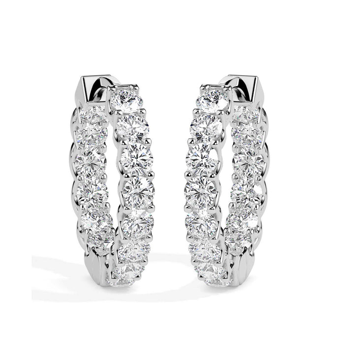 0.97Ct Round Prong Set Lab-Grown Diamond Gold Hoop Earrings