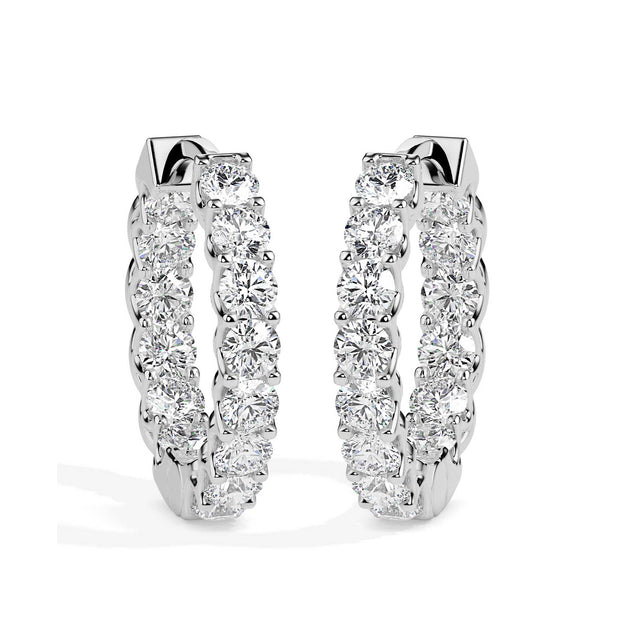0.97Ct Round Prong Set Lab-Grown Diamond Gold Hoop Earrings