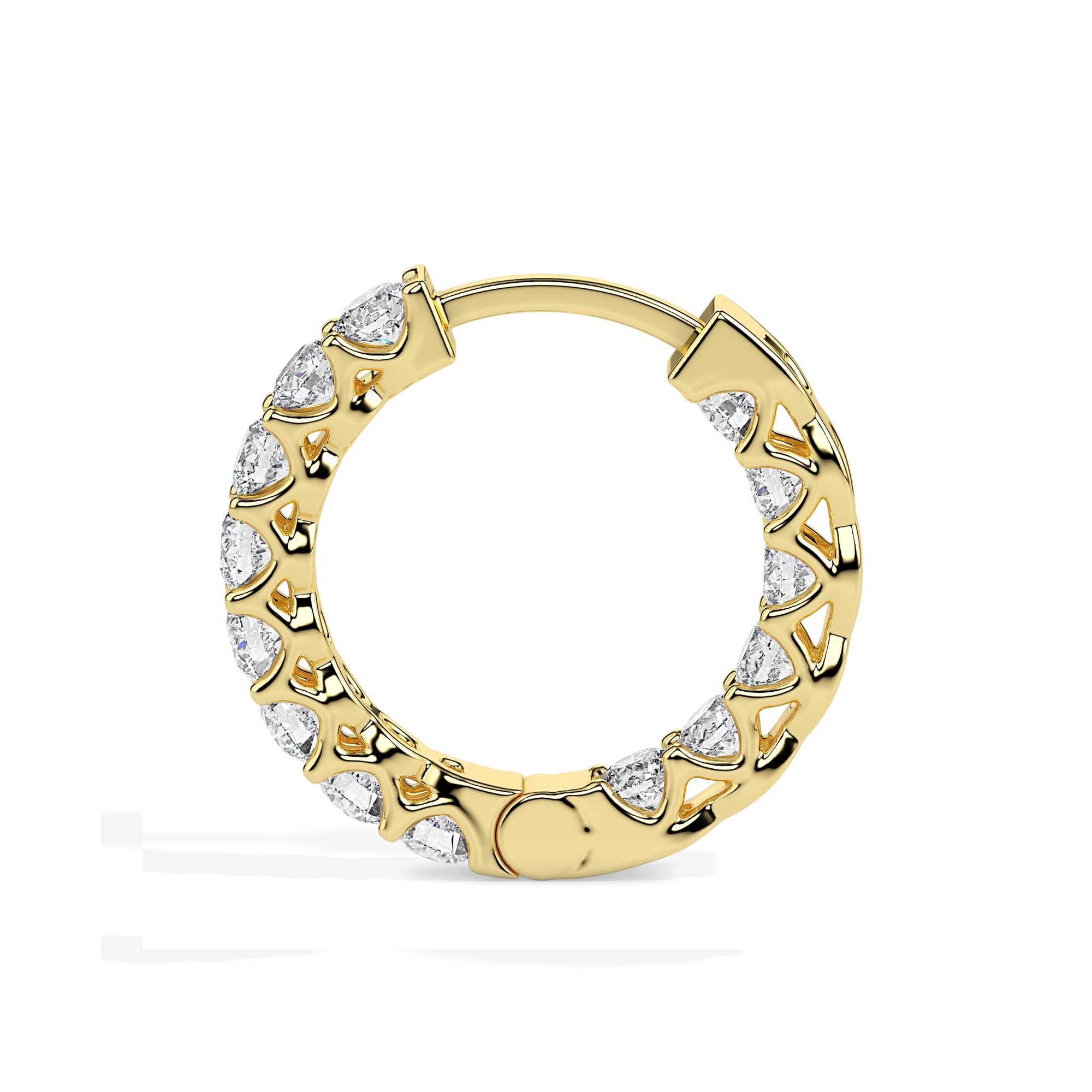 0.97Ct Round Prong Set Lab-Grown Diamond Gold Hoop Earrings