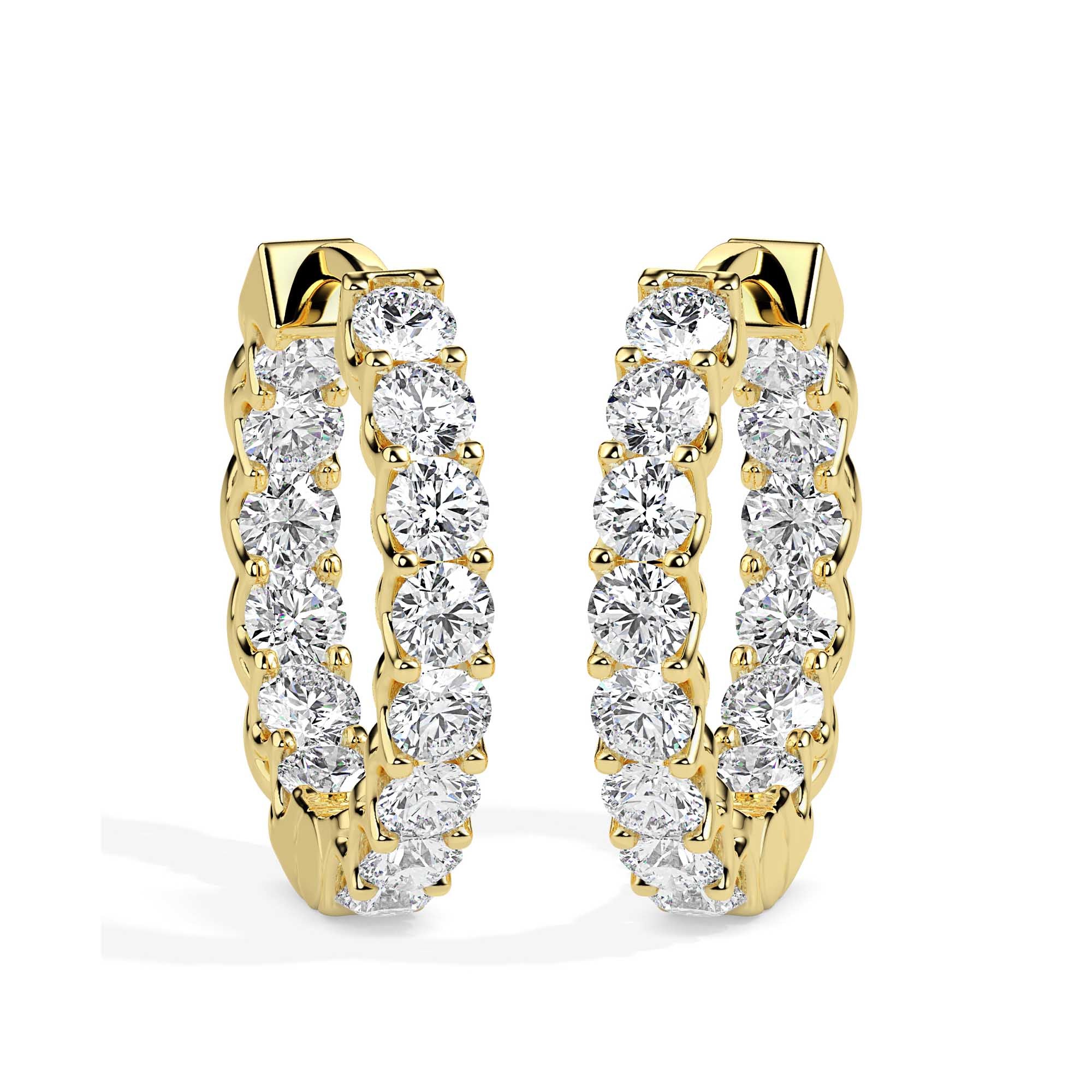 0.97Ct Round Prong Set Lab-Grown Diamond Gold Hoop Earrings