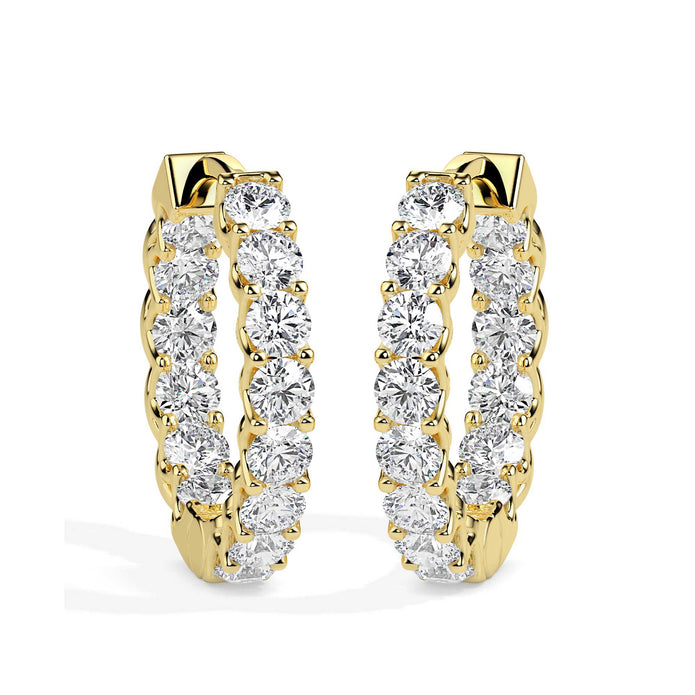 0.97Ct Round Prong Set Lab-Grown Diamond Gold Hoop Earrings